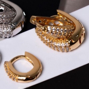 TRIO ARGOLAS OURO ZIRCONIA CREVEJADA