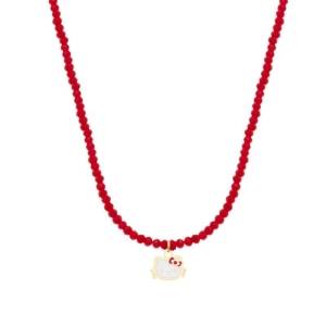 COLAR INFANTIL NEW HELLO KITTY CRISTAIS VERMELHO