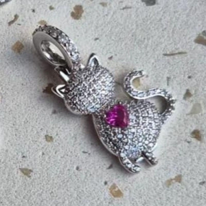PINGENTE GATO PINK RODIO