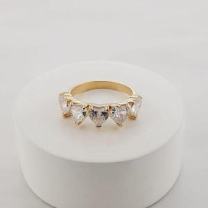 ANEL OURO CORAÇOES ZIRCONIA 19