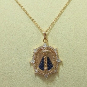 COLAR NOSSA SENHORA CRAVEJADA OURO