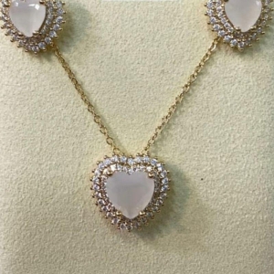 CONJUNTO OURO CORAÇÃO MADREPEROLA