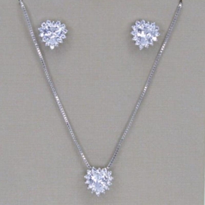CONJUNTO RODIO CORAÇÃO CRISTAL