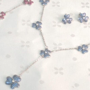 CONJUNTO RODIO FLOR AZUL