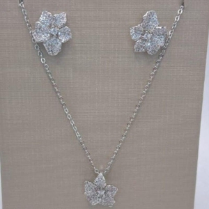 CONJUNTO RODIO FLOR CRISTAL