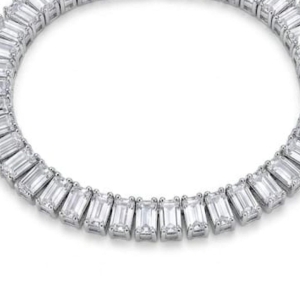 PULSEIRA RIVIERA BAGUETES RODIO CRISTAL 16 CM + 2CM