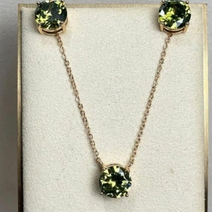 CONJUNTO OURO PERIDOTO 10MM