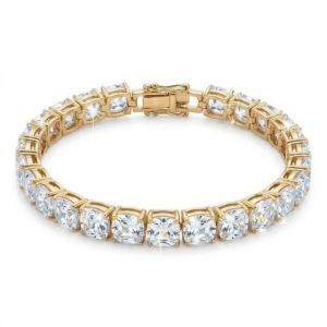 PULSEIRA  RIVIERA OURO CRISTAL 6MM 16 CM + 2 CM