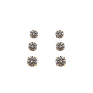 TRIO OURO ZIRCONIAS CRISTAL