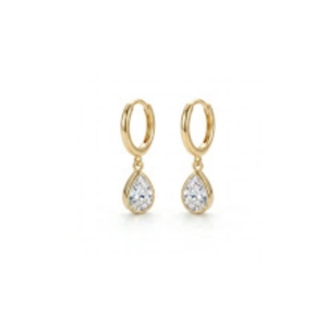 BRINCO OURO ARGOLA GOTA ZIRCONIA P