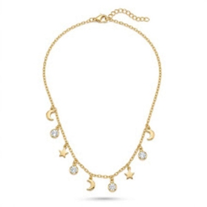 COLAR INFANTIL OURO CRISTAL PINGENTES
