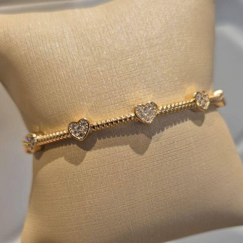 BRACELETE OURO CORAÇOES