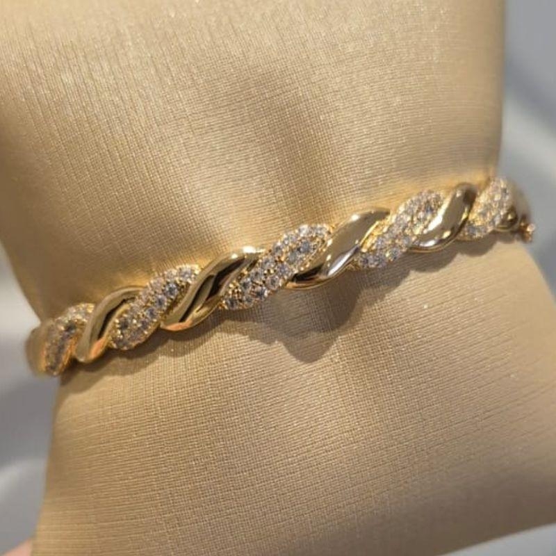 BRACELETE OURO CRAVEJADO