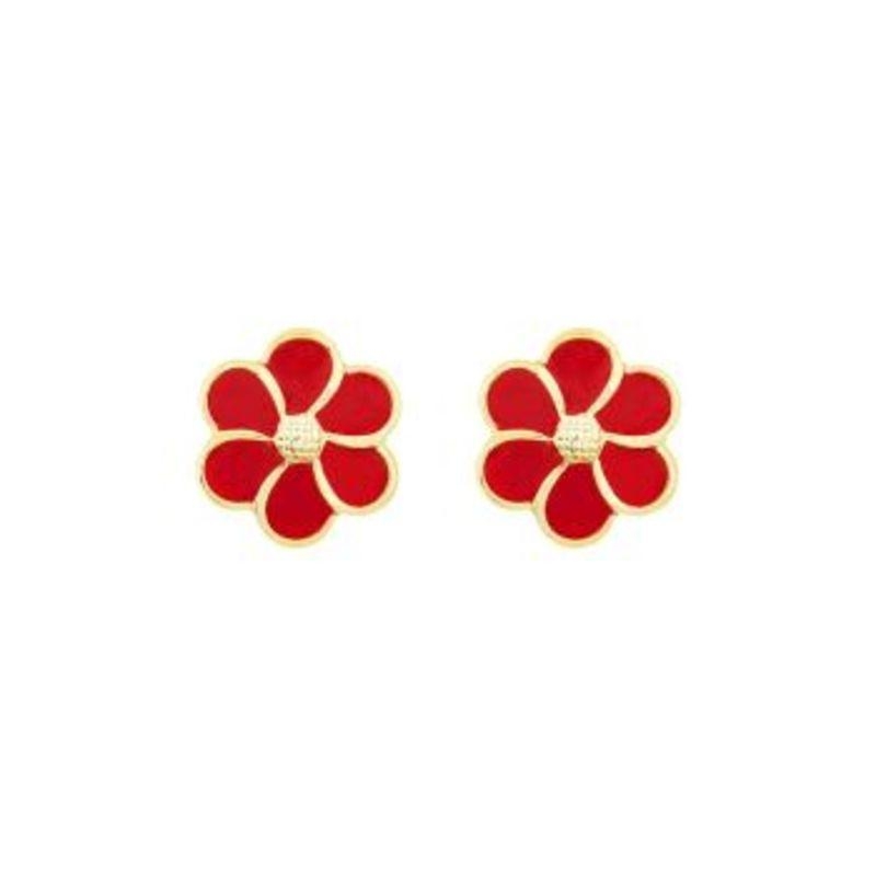 BRINCO INFANTIL FLORZINHA VERMELHA OURO