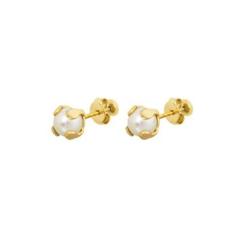 BRINCO INFANTIL PEROLA 6MM OURO