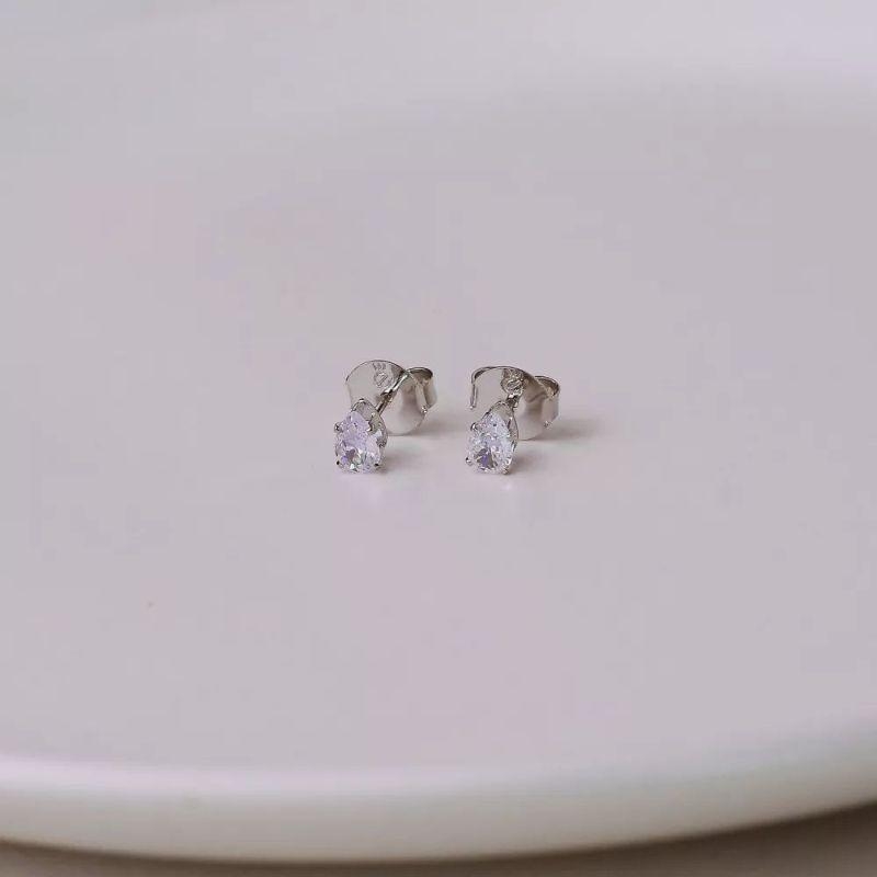 Brinco Ródio Gotas Cravejadas 6MM
