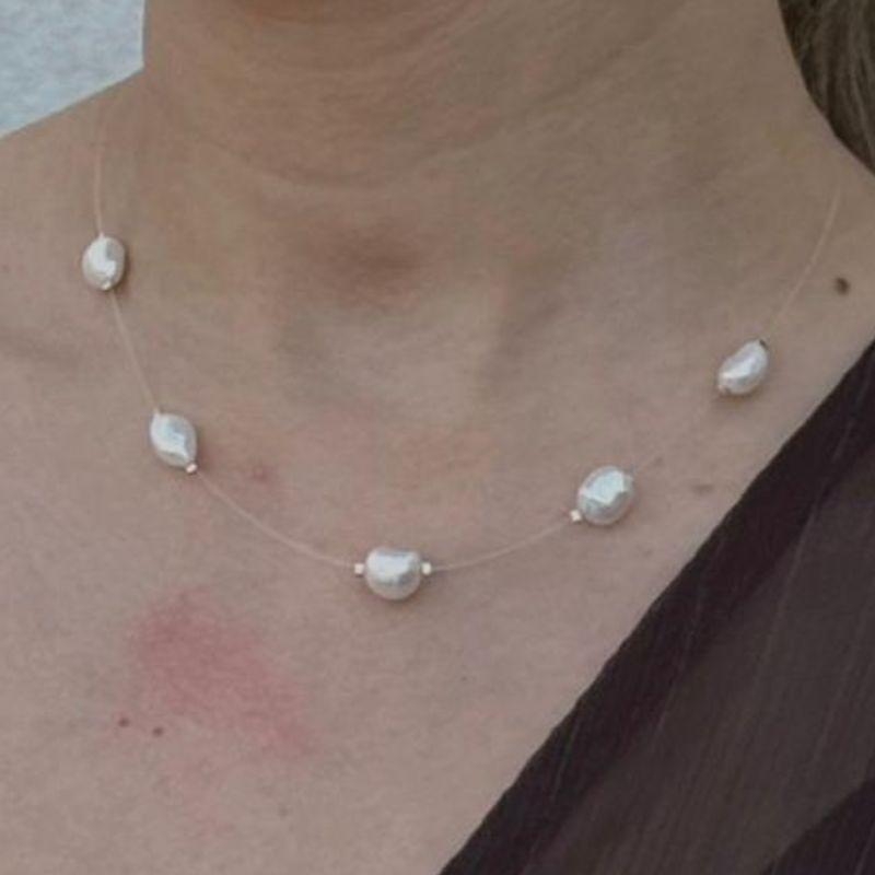COLAR NYLON PEROLAS OURO