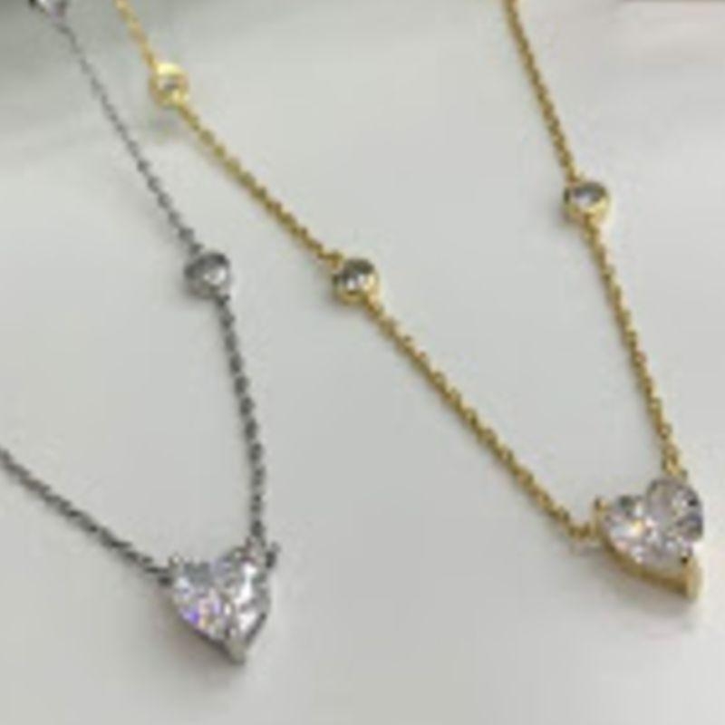 COLAR OURO ZIRCONIAS CORACAO