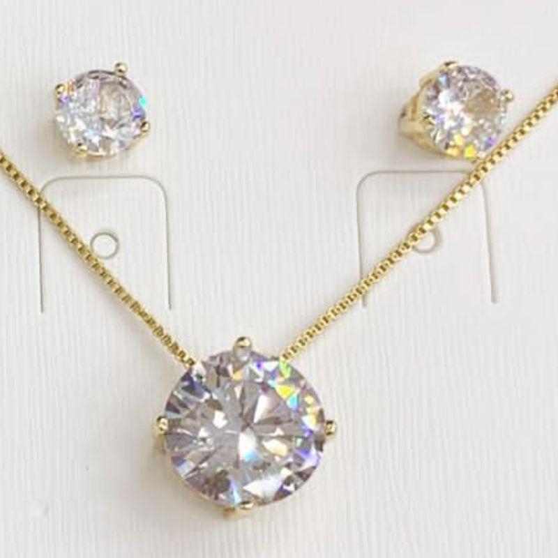 CONJUNTO OURO ZIRCONIAS