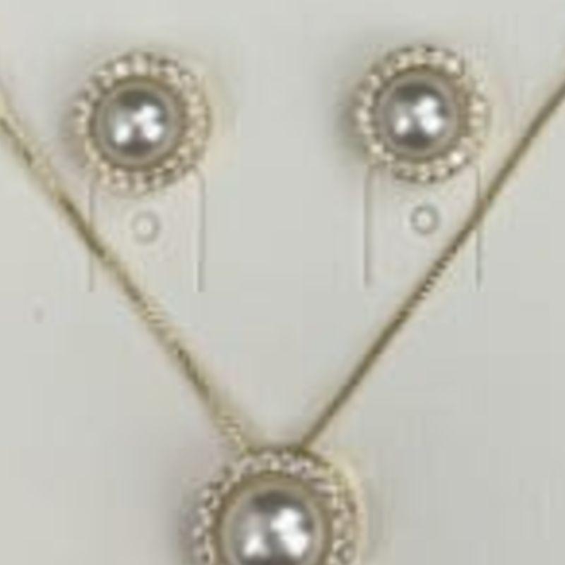 CONJUNTO PEROLA E ZIRCONIAS OURO