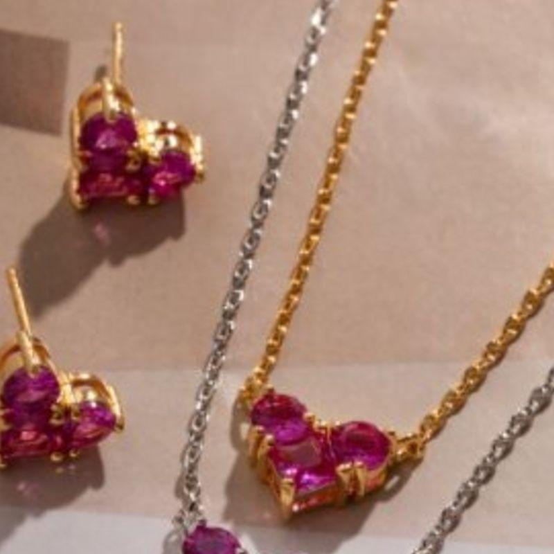 CONJUNTO PINK CORACAO ZIRCONIA