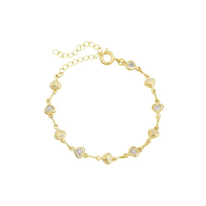 PULSEIRA CORAÇOES CRISTAL OURO