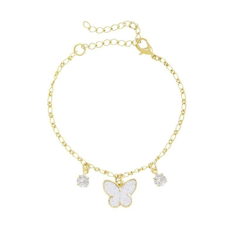 PULSEIRA INFANTIL BORBOLETA E ZIRCÔNIA BANHADO EM OURO