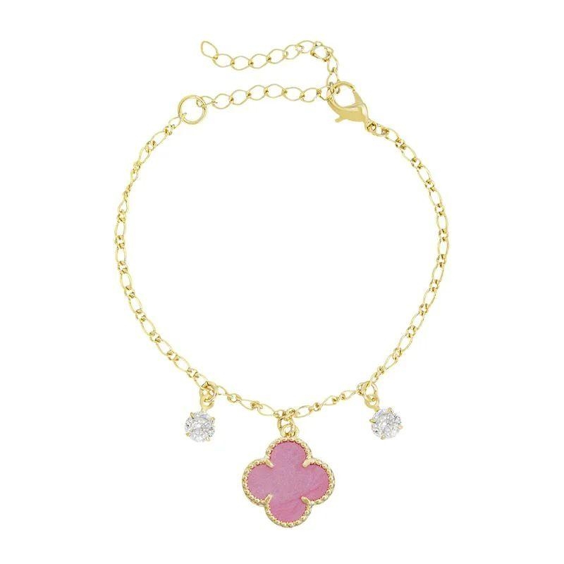 PULSEIRA INFANTIL TREVO E ZIRCÔNIA BANHADO EM OURO