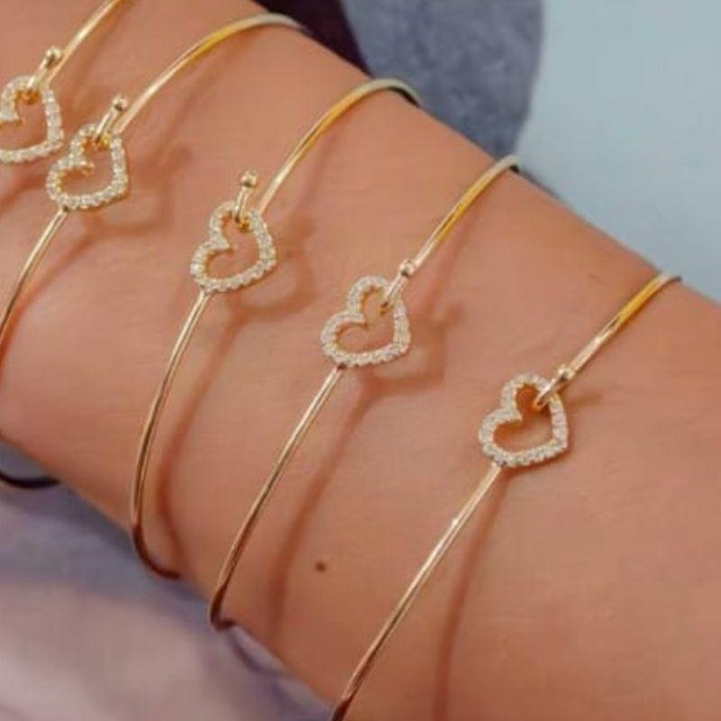 BRACELETE CORAÇÃO CRAVEJADO