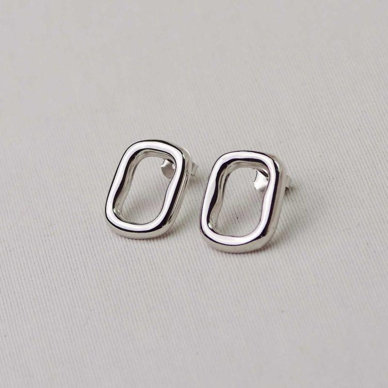 Brinco Ródio Elo Orgânico 23mm