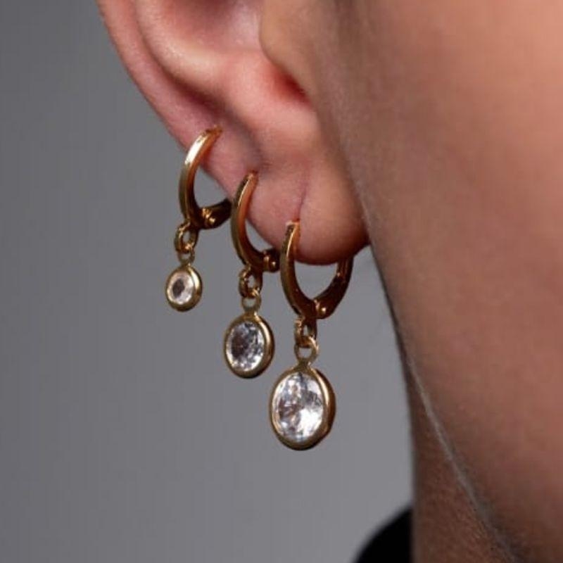TRIO ARGOLINHAS OURO ZIRCONIA