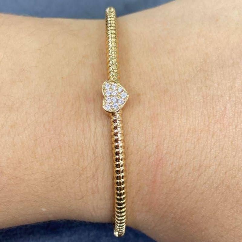 BRACELETE CORAÇAO OURO CRAVEJADO