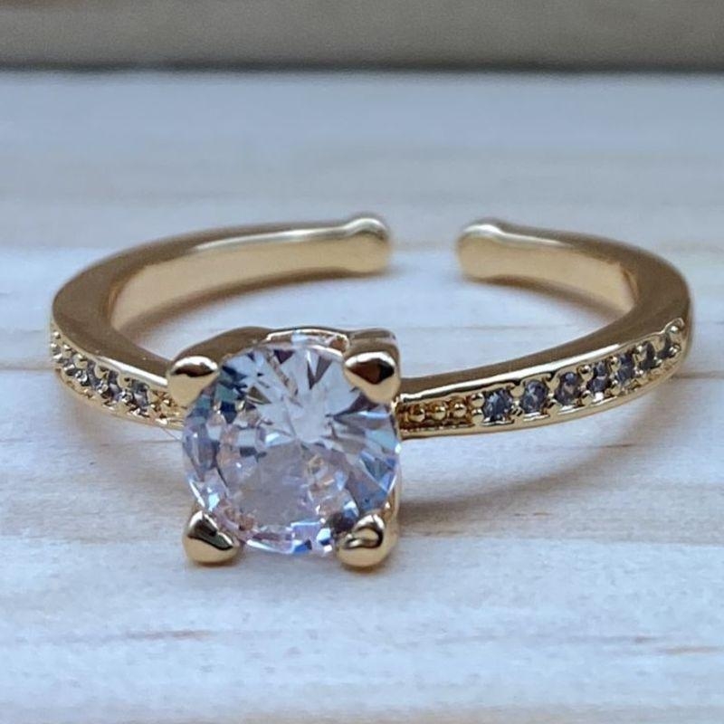 ANEL OURO REGULAVEL ZIRCONIA