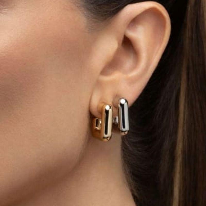 ARGOLA QUADRADA RODIO PINO EM INOX