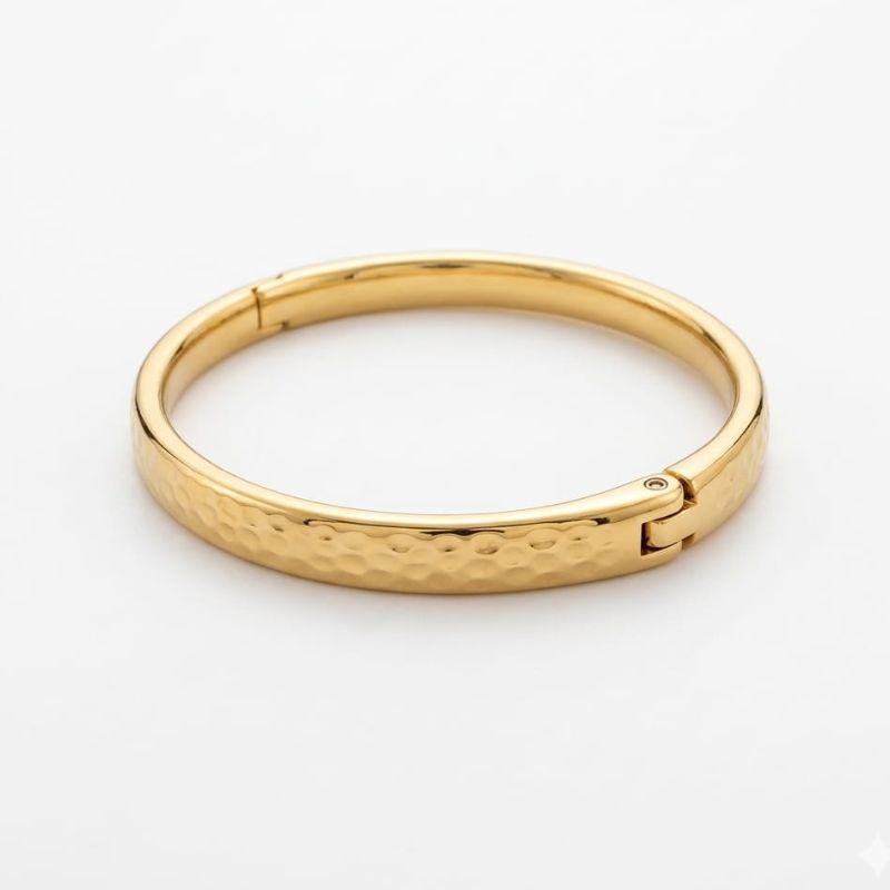 BRACELETE OURO MARTELADO SLIM VERNIZ ITALIANO