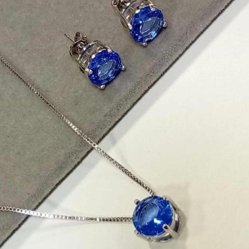 CONJUNTO TANZANITA PONTO DE LUZ 6MM