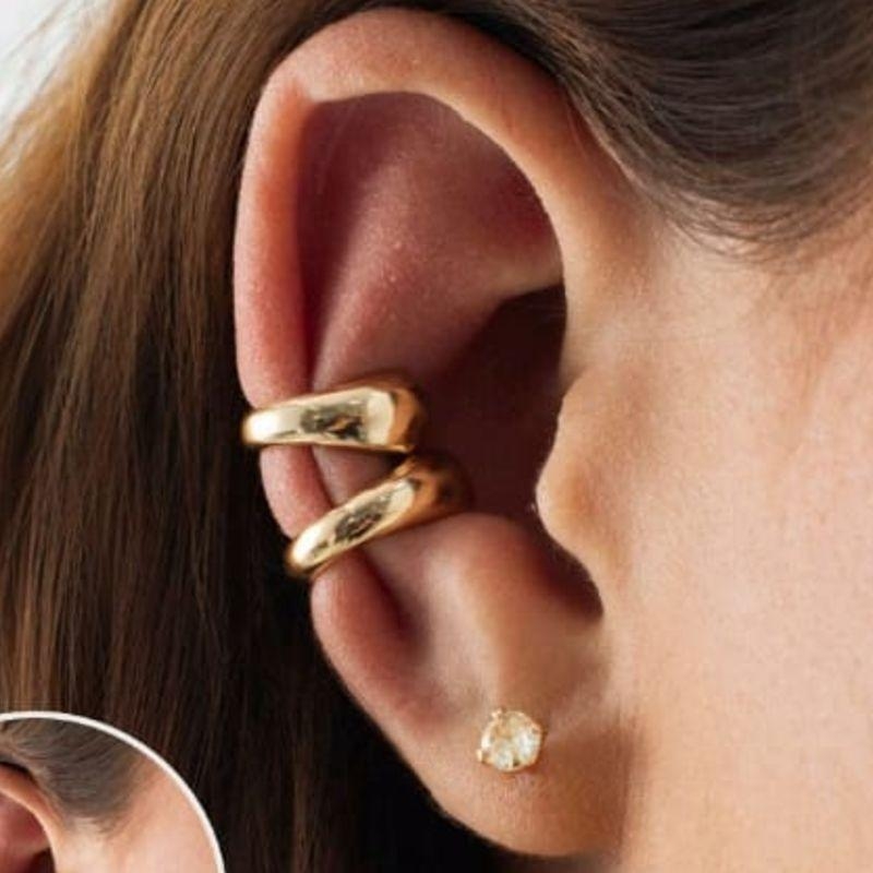 DUPLA PIERCING FAKE OURO