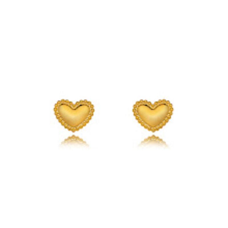 BRINCO OURO CORAÇÃO PONTINHOS P