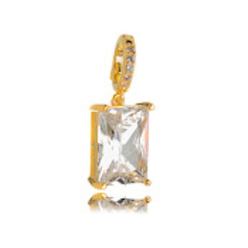 PINGENTE OURO RETANGULAR ZIRCONIA
