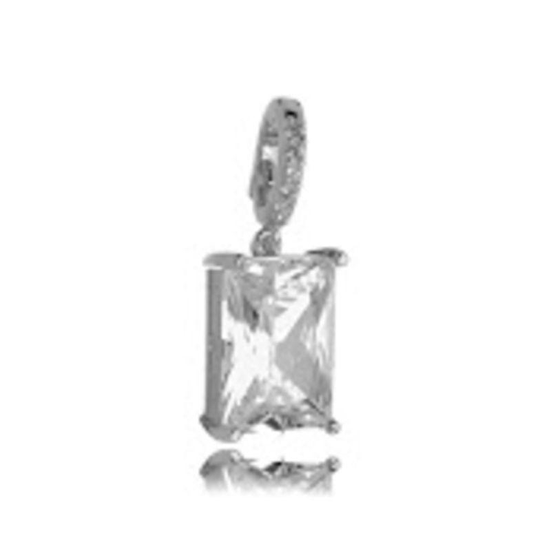 PINGENTE RODIO RETANGULAR ZIRCONIA