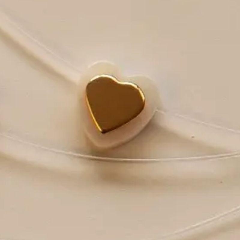 COLAR NYLON CORAÇÃO MADREPEROLA OURO LISO