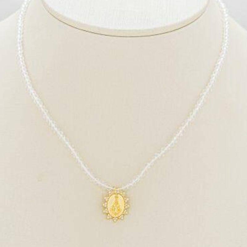 Colar CRISTAIS MEDALHA OVAL NOSSA SENHORA