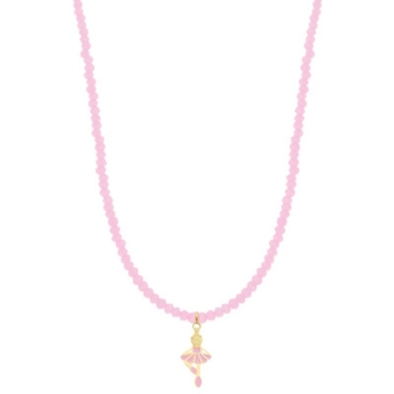 COLAR INFANTIL BAILARINA CRISTAIS ROSA