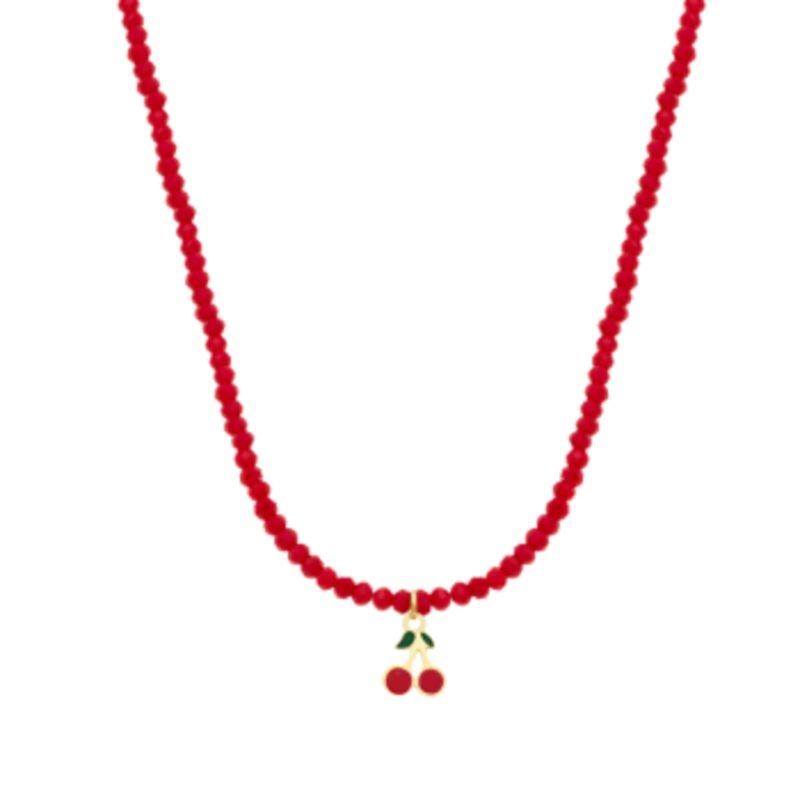 COLAR INFANTIL CEREJA CRISTAIS VERMELHO