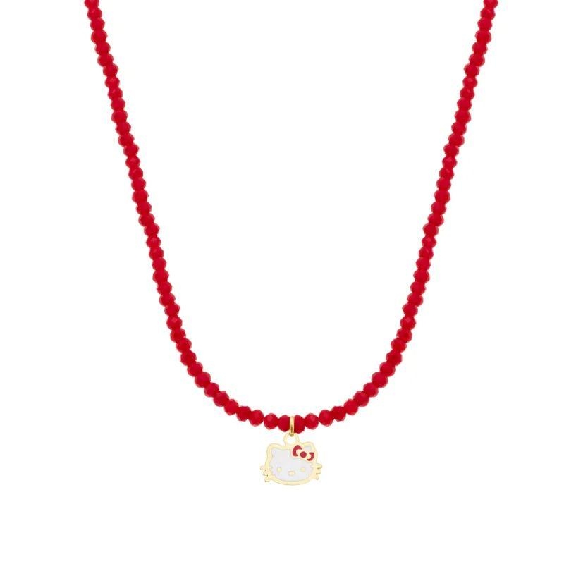 COLAR INFANTIL NEW HELLO KITTY CRISTAIS VERMELHO