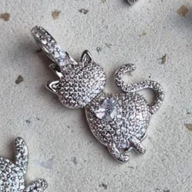 PINGENTE GATO CRISTAL RODIO