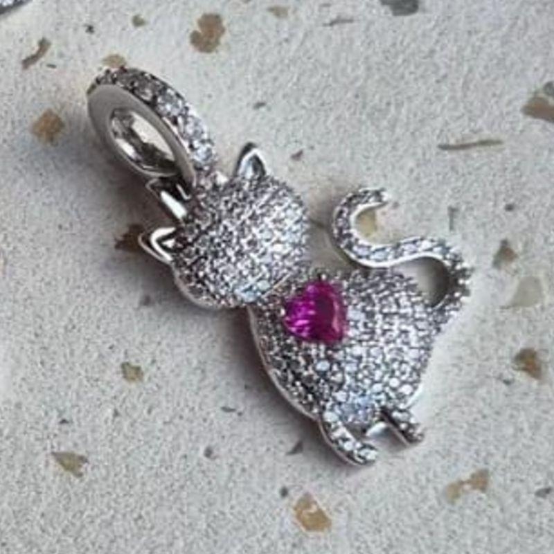 PINGENTE GATO PINK RODIO