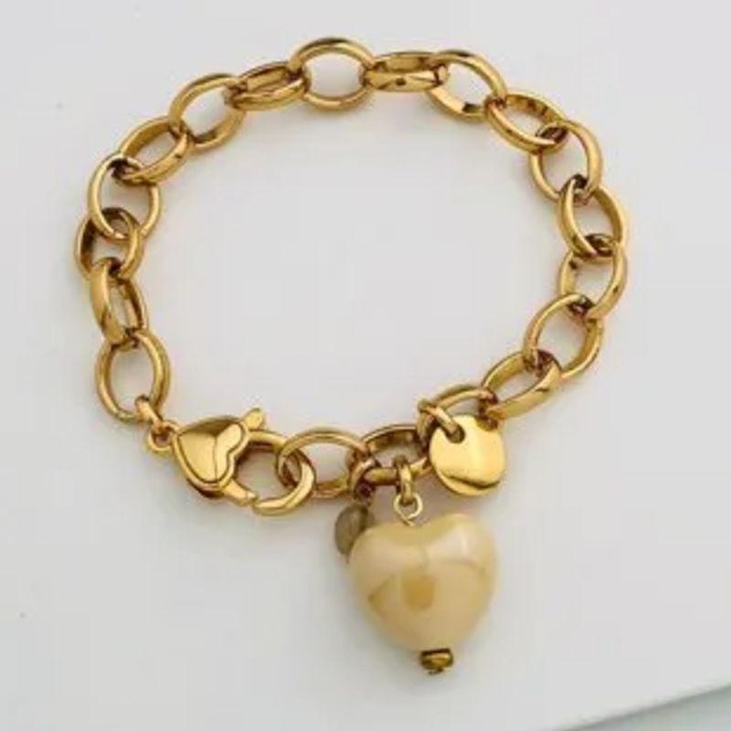 PULSEIRA VERNIZ ITALIANO ELO COM PINGENTE CORAÇÃO