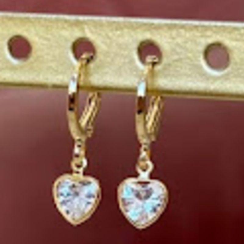BRINCO ARGOLINHA ZIRCONIA CORAÇAO