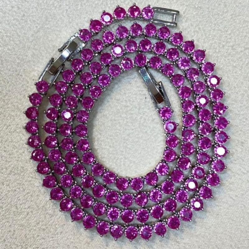 COLAR RODIO RIVIERA PINK 3MM 3 PONTAS